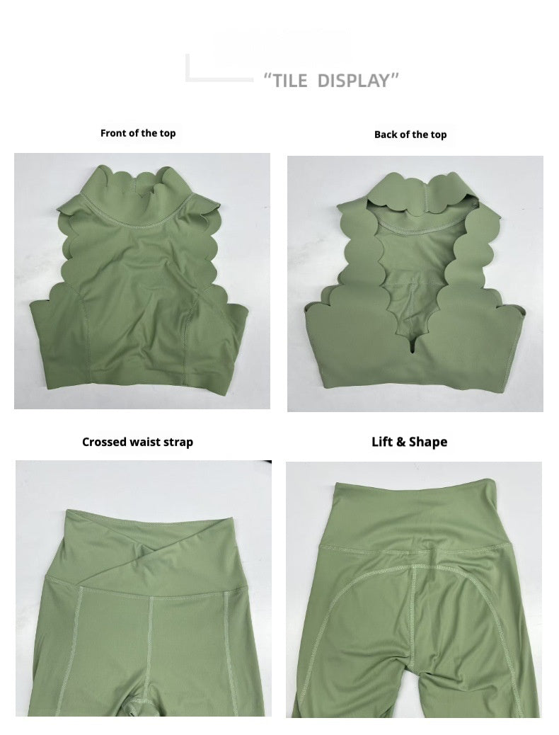 Aesthetic Scalloped Seamless Fitness Set - 2 Piece Yoga Kit