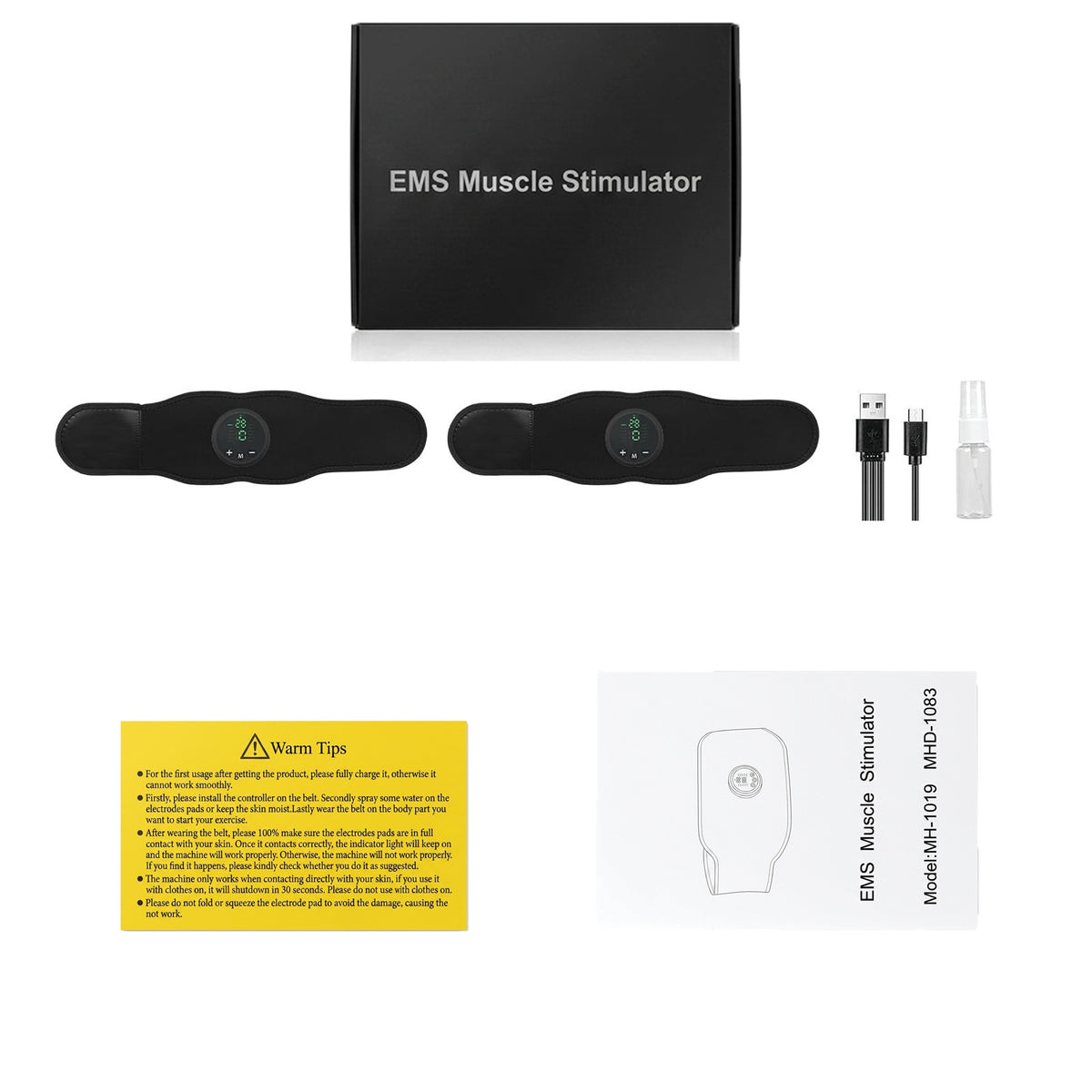 Ultimate 3-in-1 EMS Muscle Stimulator Kit - No-Gel Abs Belt
