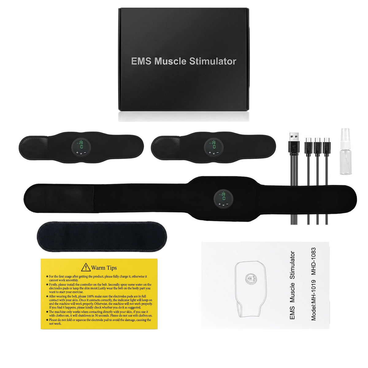 Ultimate 3-in-1 EMS Muscle Stimulator Kit - No-Gel Abs Belt
