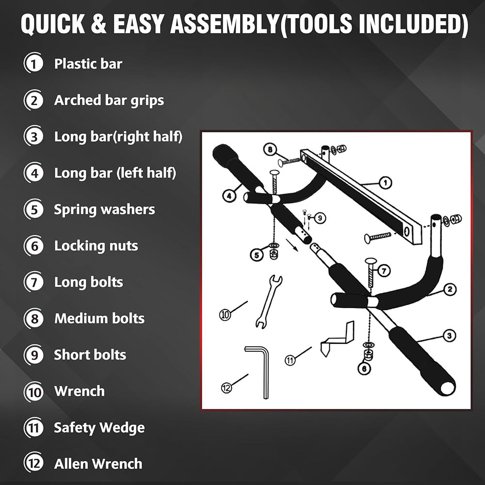 Multi-Grip Doorway Pull-Up Bar - No-Drill Chin-Up Station