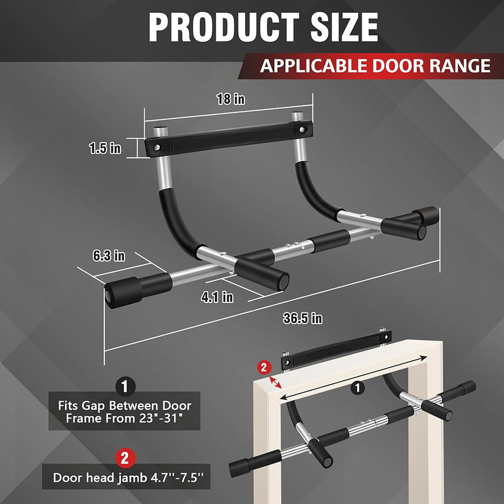 Multi-Grip Doorway Pull-Up Bar - No-Drill Chin-Up Station