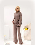 Premium Ribbed Knit Loungewear Set - Cozy Wool-Blend Sweater & Wide-Leg Pants