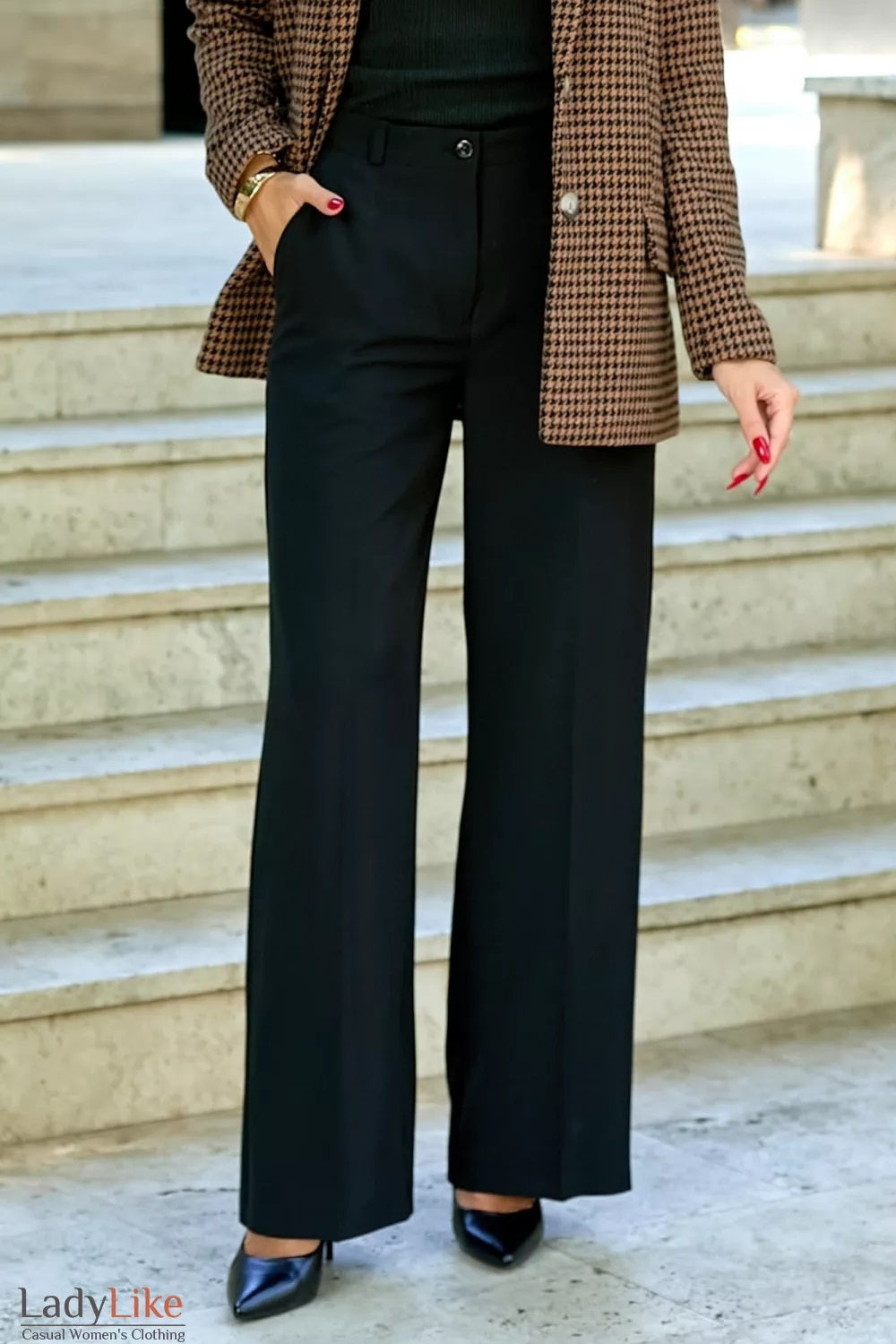 Premium High-Waisted Wide-Leg Trousers - Classic Tailored Straight Pants with Creases