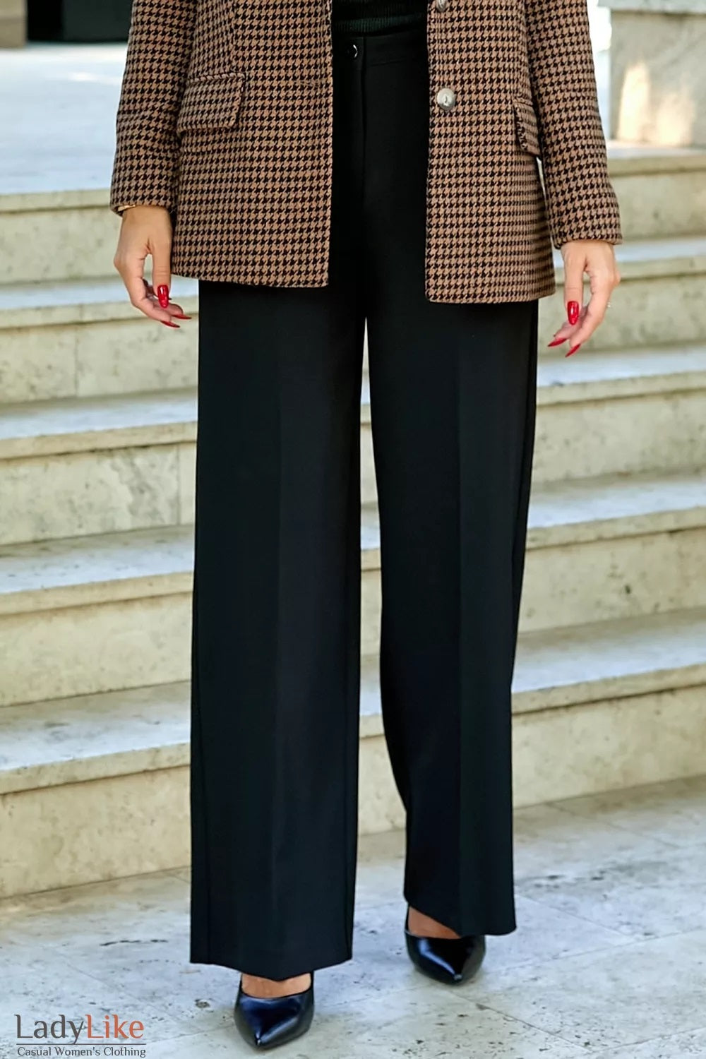 Premium High-Waisted Wide-Leg Trousers - Classic Tailored Straight Pants with Creases