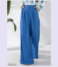 Premium Pure Linen Palazzo Pants - High-Waisted Wide-Leg Tailored Summer Trousers