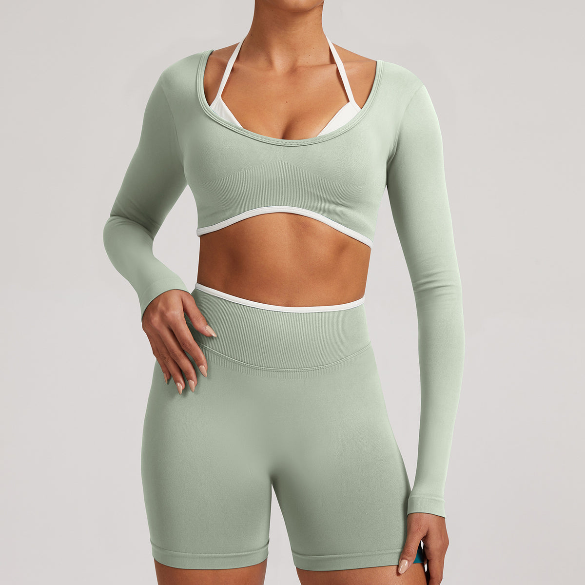 Pro-Ribbed Seamless Fitness Set - 2 Piece Gym Kit