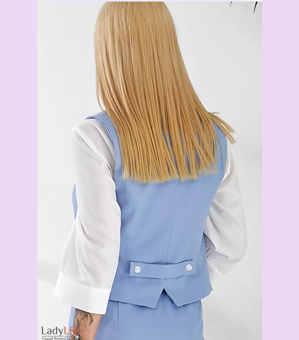 Premium Denim Tailored Vest - Elegant Light Blue Cotton Button-Down Waistcoat