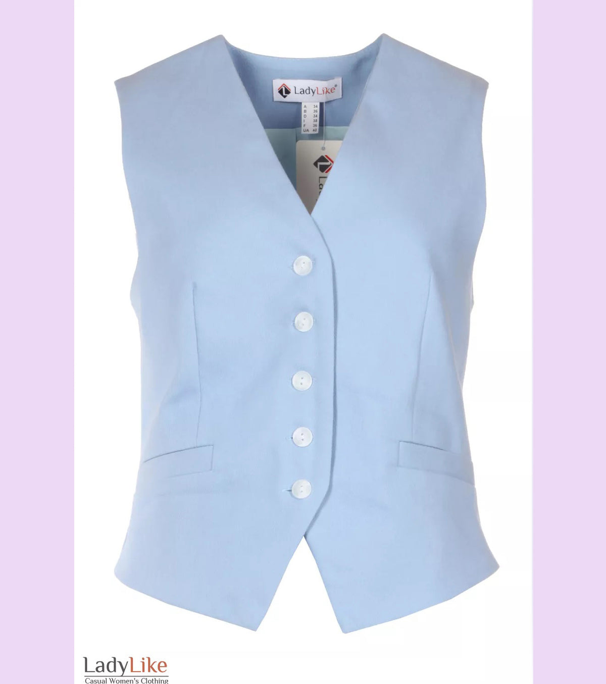 Premium Denim Tailored Vest - Elegant Light Blue Cotton Button-Down Waistcoat
