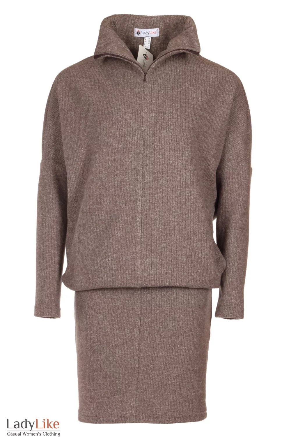 Premium Ribbed Knit Quarter-Zip Midi Dress - Cozy High-Stretch Wool-Blend Dress
