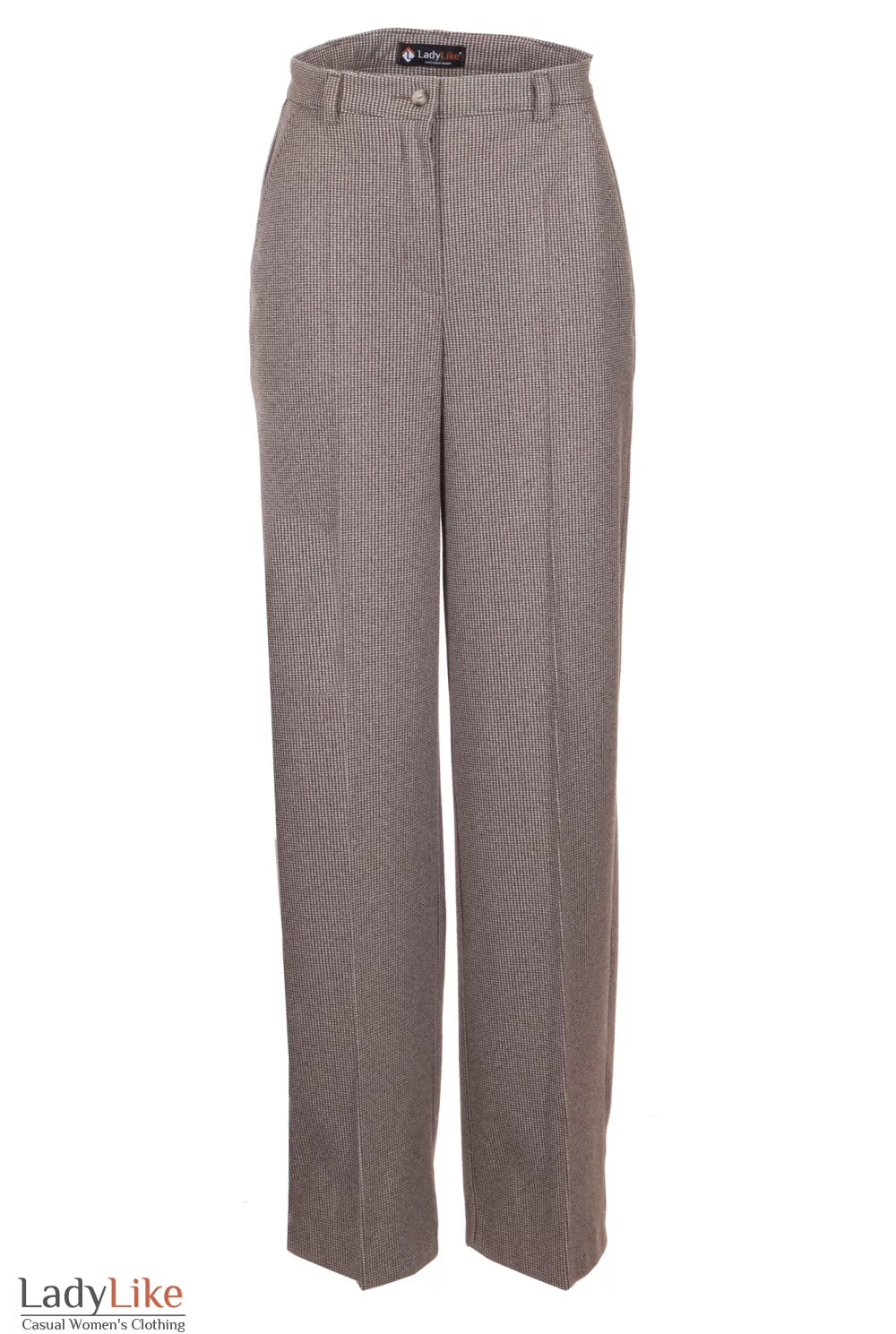 Premium High-Waisted Wool Trousers - Warm Tailored Wide-Leg Pants in Micro-Houndstooth