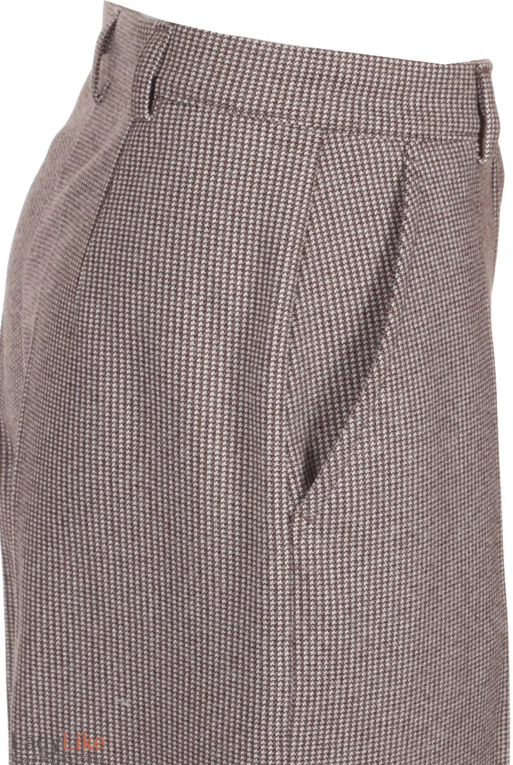 Premium High-Waisted Wool Trousers - Warm Tailored Wide-Leg Pants in Micro-Houndstooth