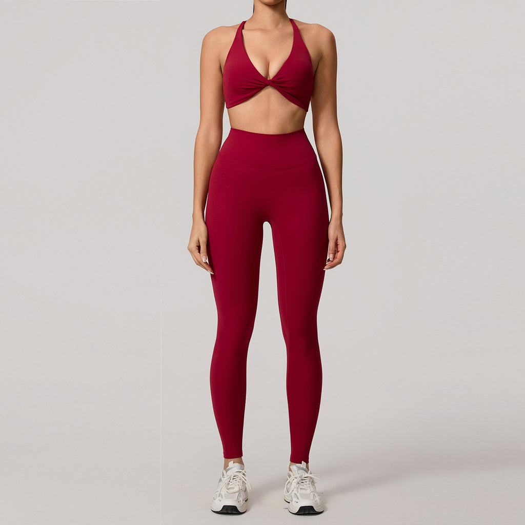 Fitness Set. 2-Piece Long-Sleeve Top and High-Rise Leggings or Shorts