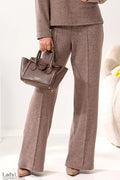Premium Wide-Leg Ribbed Knit Trousers - Cozy High-Waisted Wool-Blend Pants