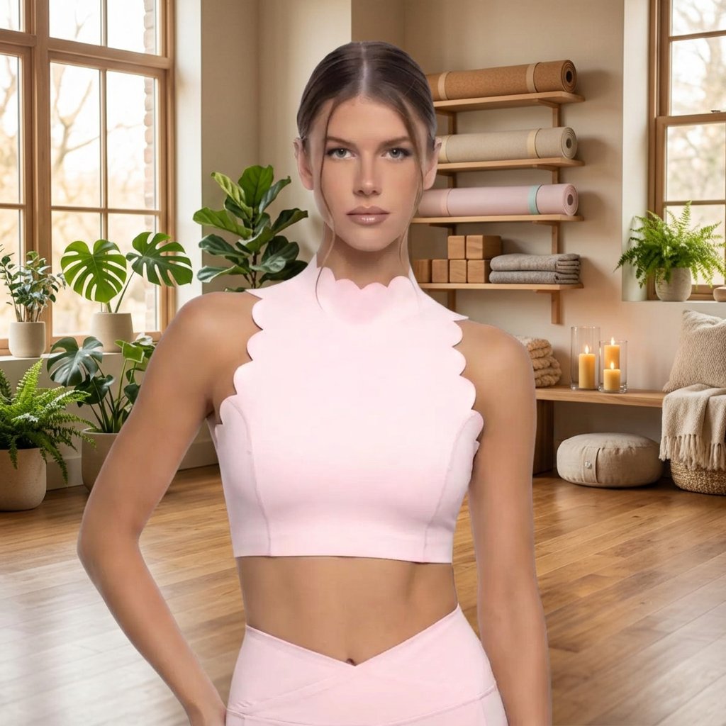 Aesthetic Scalloped Seamless Fitness Set - 2 Piece Yoga Kit