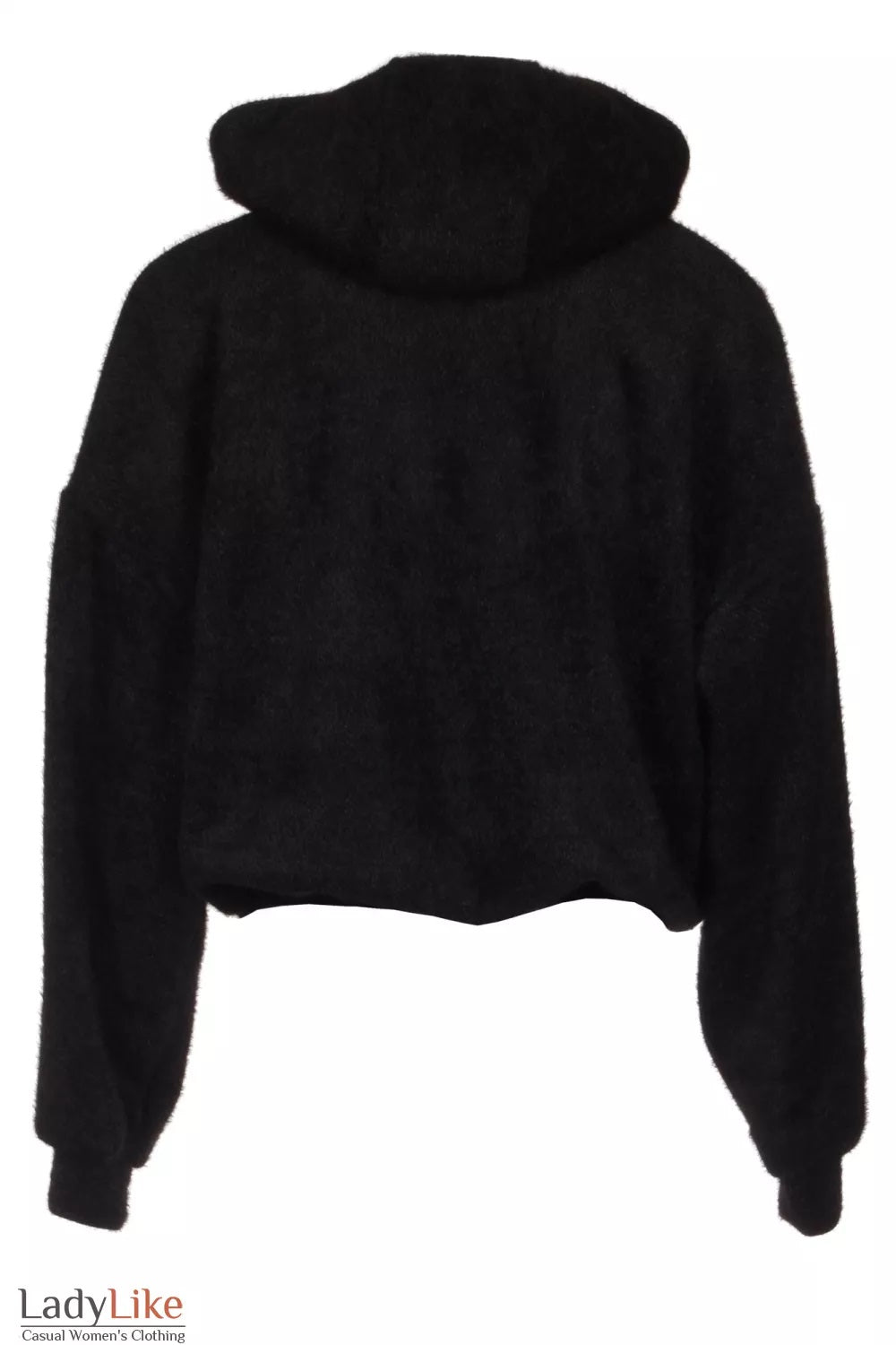 Oversized Hooded Knit Jacket in Black