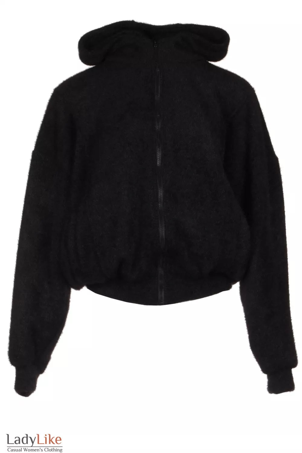 Oversized Hooded Knit Jacket in Black