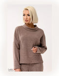 Premium Ribbed Knit Mock-Neck Sweater - Cozy Wool-Blend Dropped Shoulder Top