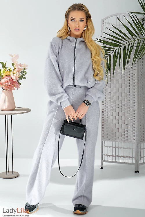 Grey angora casual-style suit