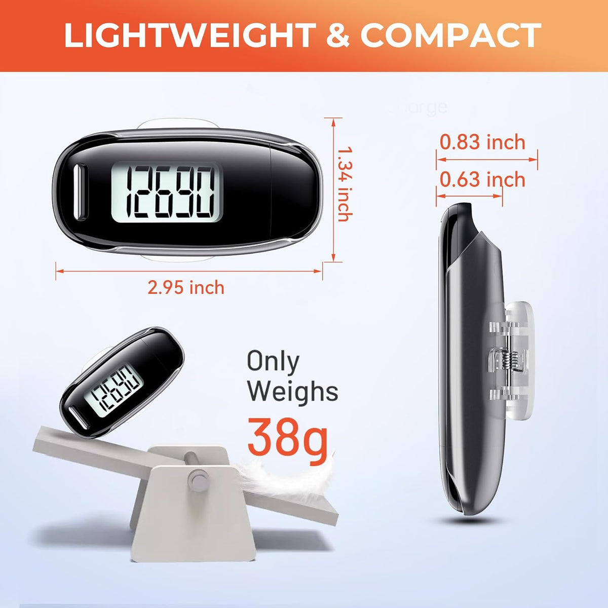 Pro-Walk Cordless USB Fitness Pedometer