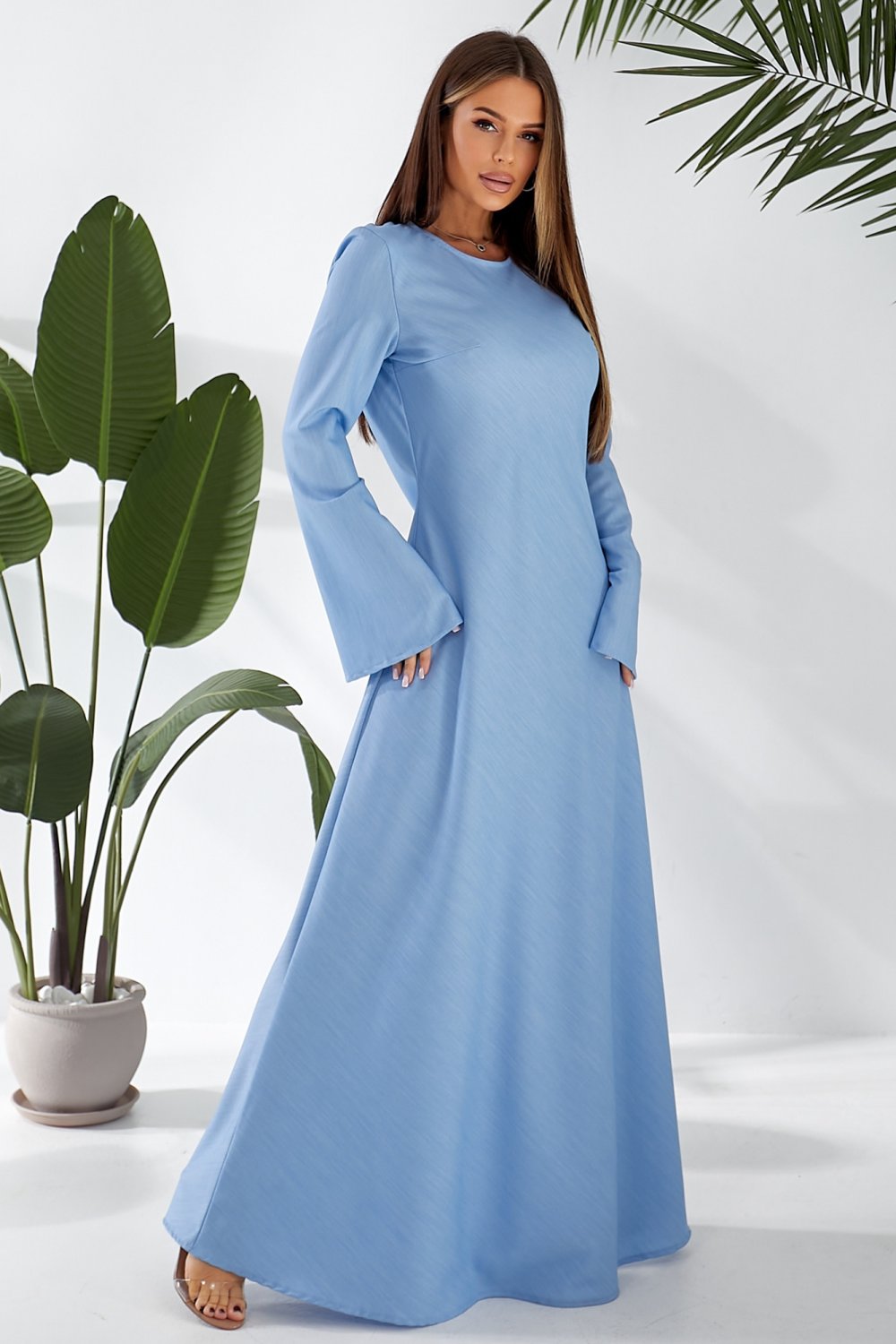 Light Blue Long-Sleeve Dress