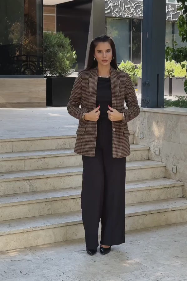 Premium High-Waisted Wide-Leg Trousers - Classic Tailored Straight Pants with Creases