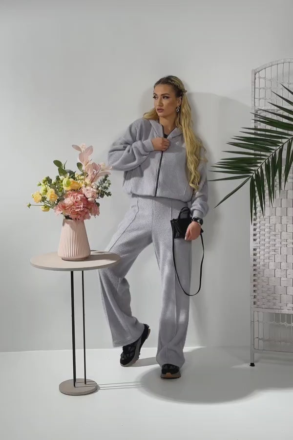 Grey angora casual-style suit