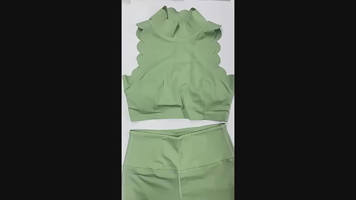 Aesthetic Scalloped Seamless Fitness Set - 2 Piece Yoga Kit