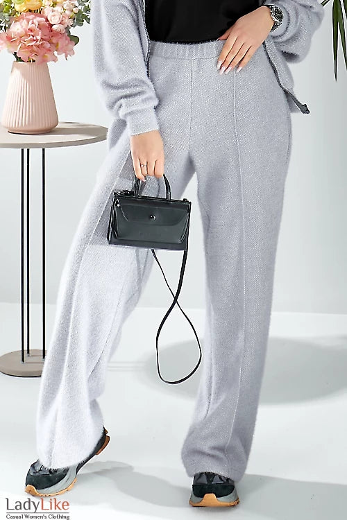 Cozy Knit Wide-Leg Trousers