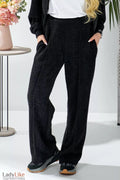 Cozy Knit Wide-Leg Trousers Black