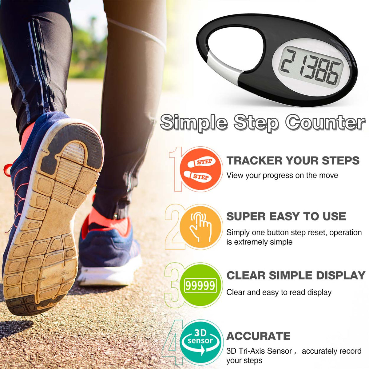 Pro-Walk Mini 3D Pocket Pedometer